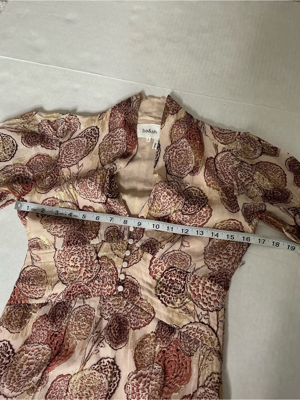 ba&sh Cream Maxi Dress with Brown Floral Print - Picture 12 of 16